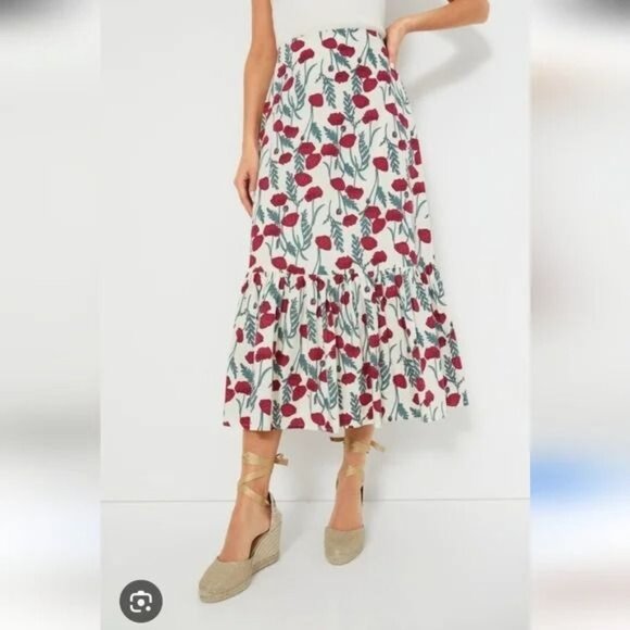 Hyacinth House Tuckernuck Amaryllis Floral Tanner Midi Skirt Large - Picture 1 of 5